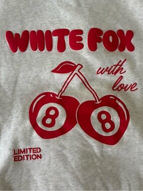 White Fox Boutique Red & White Cherry Graphic Hoodie